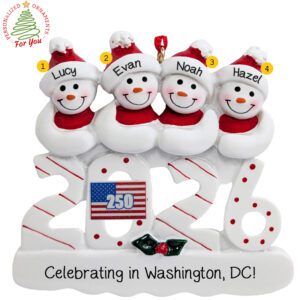 250th America Anniversary 2026 Family Of Four Keepsake Ornament