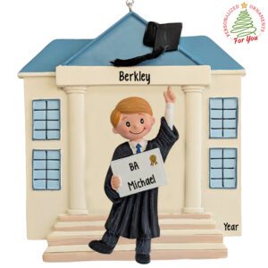 Personalized MALE College Or Masters Degree Graduate Ornament BLONDE