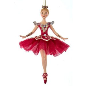 Personalized Elegant Ballerina With RED Tutu Ornament BLONDE