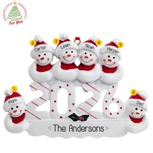 Personalized Family Of Six 2026 Keepsake Ornament