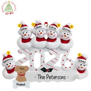 Personalized Family Of Six 2026 With Cat Or Dog Ornament