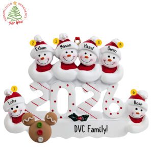 Personalized Family Of Six Theme Park Vacation 2026 Keepsake Ornament