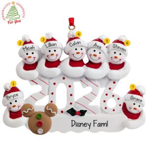 Personalized Family Of Seven Theme Park Vacation Memento Ornament