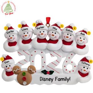 Personalized Family Of Eight Theme Park Vacation Memento Ornament