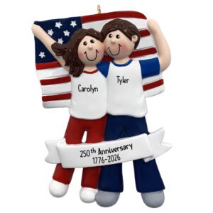 USA 250th Anniversary Couple Personalized Keepsake Ornament