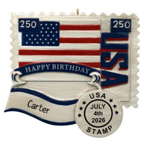 USA 250th Anniversary Postage Stamp Personalized Ornament