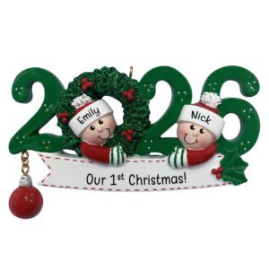 Personalized 2026 Couple 1st Christmas Together Ornament GREEN