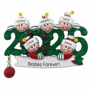 Five Best Friends 2026 Keepsake Personalized Ornament GREEN