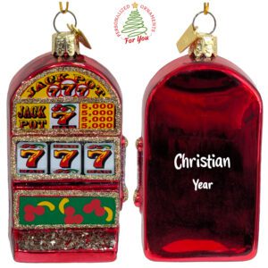 Personalized Fully Dimensional Slot Machine Glass Keepsake Ornament