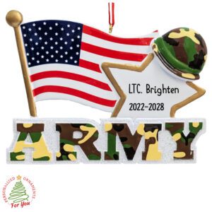 Personalized Army And Flag Patriotic Keepsake Ornament