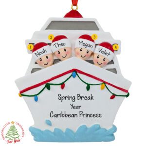 Family Of Four Cruise Ship Vacation Keepsake Personalized Ornament
