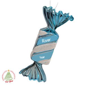 Personalized Lightweight Plastic Candy Twist Keepsake Ornament BLUE