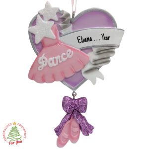 Charming First Dance Recital 2-Piece Dangle Glittered Ornament