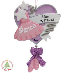 Charming First Dance Recital 2-Piece Dangle Glittered Ornament