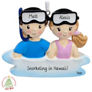 Personalized Snorkeling Couple Vacation Memento Ornament