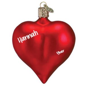 Personalized Matte Red Heart Glass Fully Dimensional Ornament