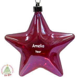 Personalized 3-D PINK Star Ornament – Affordable Keepsake Gift