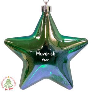 Personalized 3-D GREEN Star Ornament – Affordable Keepsake Gift