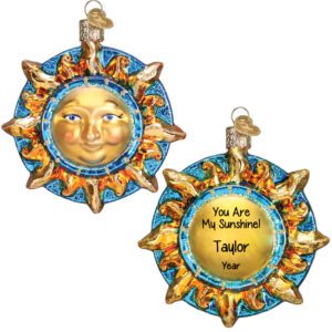 Personalized You Are My Sunshine Ornament – Glass Glitter Sun Keepsake Gift