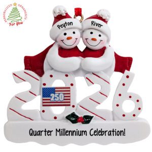 Personalized 2026 Couple Celebrating 250th USA Anniversary Ornament