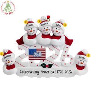 Personalized 2026 Family Of 5 Celebrating 250th USA Ornament