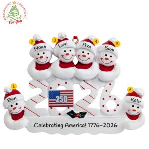 Family Of Six 2026 USA 250th Anniversary Keepsake Ornament