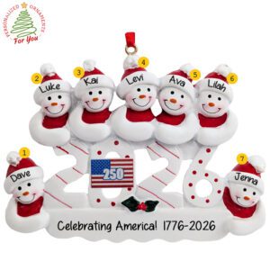 2026 Family Of Seven 250th USA Anniversary Keepsake Personalized Ornament