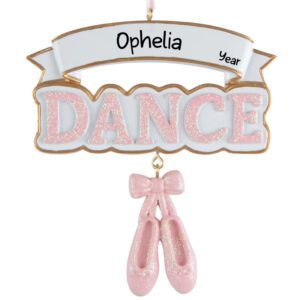 Personalized Dance Ornament with Dangling Ballet Shoes – Ballet Keepsake