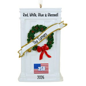 Personalized America 250 Red White Blue & Blessed Christmas Ornament