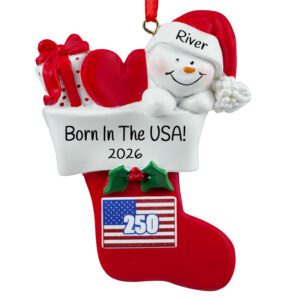Personalized Baby Born in 2026 Ornament – USA 250th Anniversary Keepsake