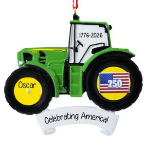 Personalized John Deere™ America 250 Tractor Christmas Ornament