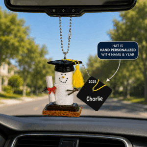 Personalized S’mores Graduate Car Charm – Graduation Rear View Mirror Keepsake