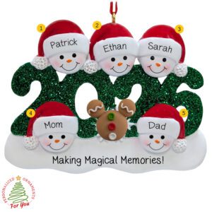 Personalized 2026 Family Of 5 Magical Memories Keepsake Ornament