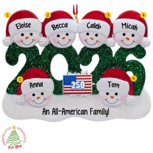 Personalized 2026 Family Of 6 America 250 Keepsake Ornament