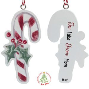 Personalized CANDY CANE Gift Tag Wooden Ornament