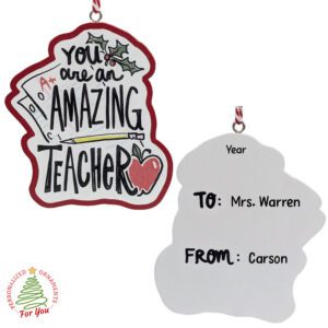 Personalized Amazing TEACHER Gift Tag Keepsake Ornament
