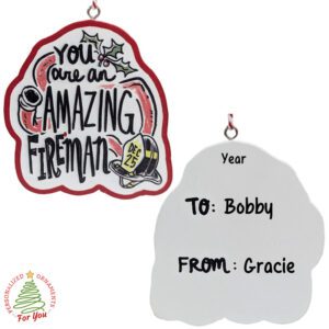 Personalized Amazing FIREMAN Gift Tag Keepsake Ornament