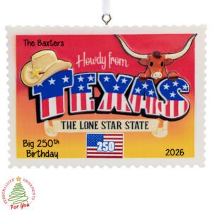 Personalized Texas America 250 Postcard Ornament