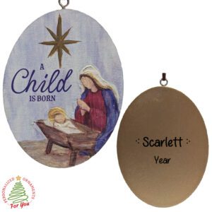 Personalized A CHILD Is Born Wooden Nativity Ornament