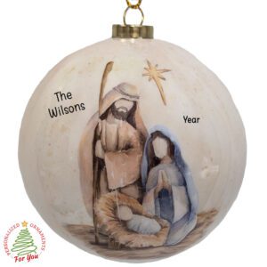 Personalized HOLY FAMILY Nativity Scene Ball Ornament