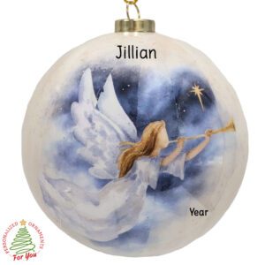 Personalized ANGEL With Trumpet Christmas Ball Ornament