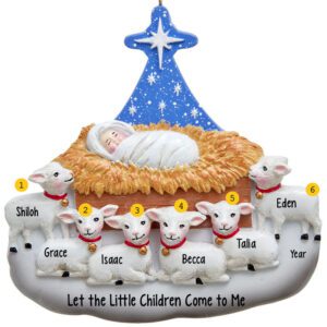 Personalized Nativity Ornament for 6 Grandchildren