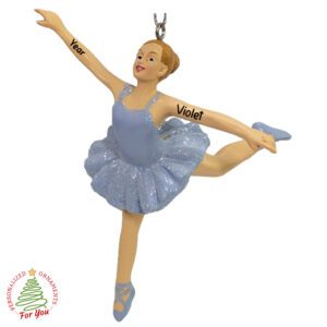 Personalized Fully Dimensional Blonde Ballerina Ornament BLUE