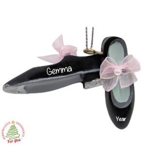 Personalized Resin Tap Shoes With Pink Bows 3-D Ornament