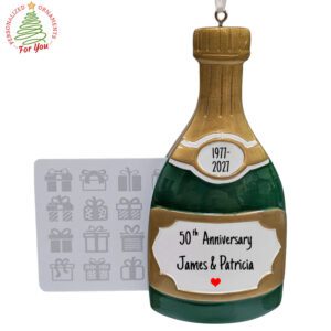 Personalized Anniversary Champagne Gift Card Holder Ornament