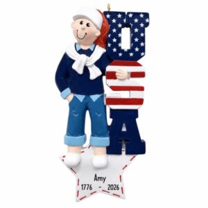 Personalized FEMALE Celebrating The USA White Star Ornament RED HAIR