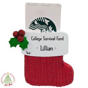Personalized College Survival Fund Gift Card Holder STOCKING Ornament