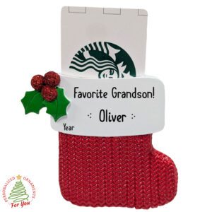 Favorite Grandson Gift Card Holder STOCKING Personalized Ornament