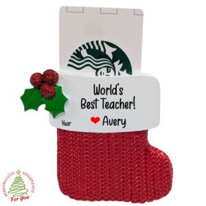 World's Best Teacher Personalized Gift Card Holder STOCKING Ornament
