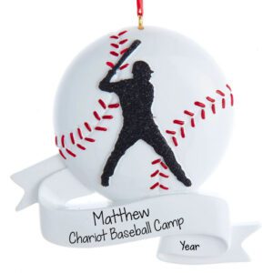 Personalized Baseball Camp Or Experience Glittered Keepsake Ornament